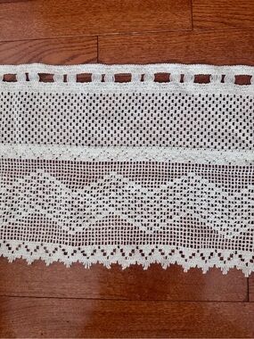 Vintage Sears Cream Crochet Lace Curtain Valance